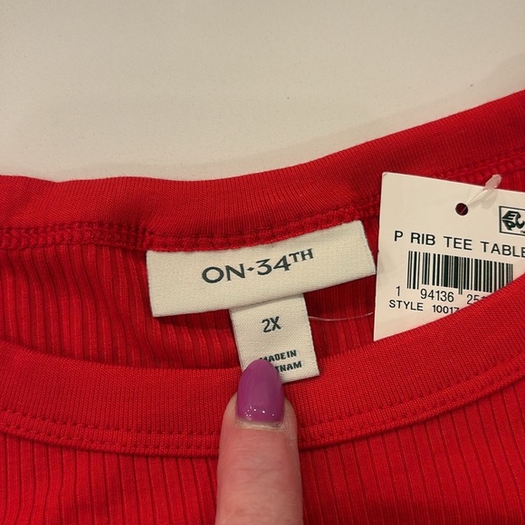 ON 34th Ribbed Tee Shirt, NWT. Size 2X - Picture 2 of 3